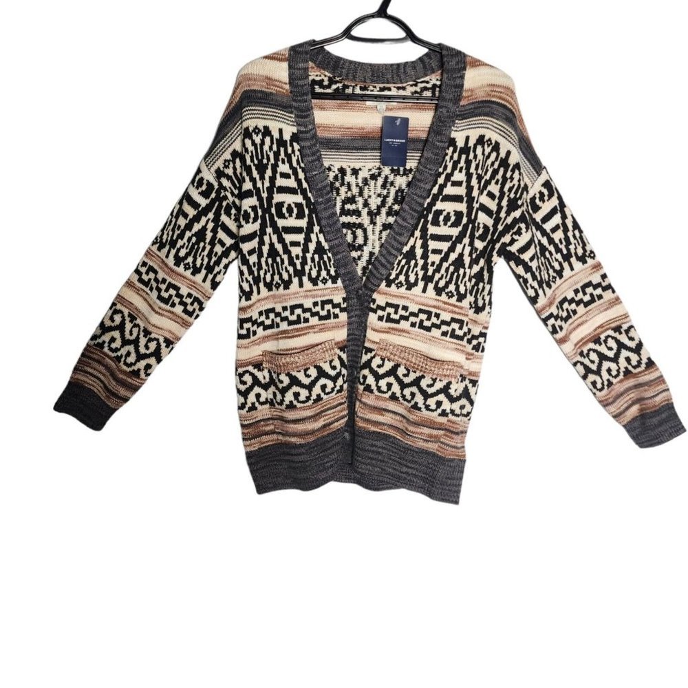 Lucky Brand Women's Blanket Pattern Cardigan Cotton Sweater Size Small NWT - Picture 1 of 11